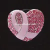 Pink Ribbon Metal Rhinestone Buttons /Silver Setting Rhinestone / October Breast Cancer Awareness Month /Shank