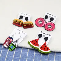 

Harajuku Fashion Earrings Female Personality Acrylic Fruit Food Summer Long Watermelon for women halloween gift