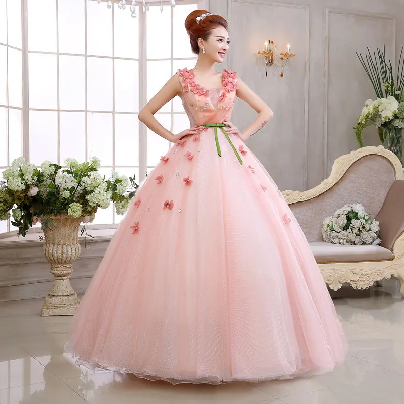 

Latest modern appliqued strapless prom ball gown wedding Dresses 2015