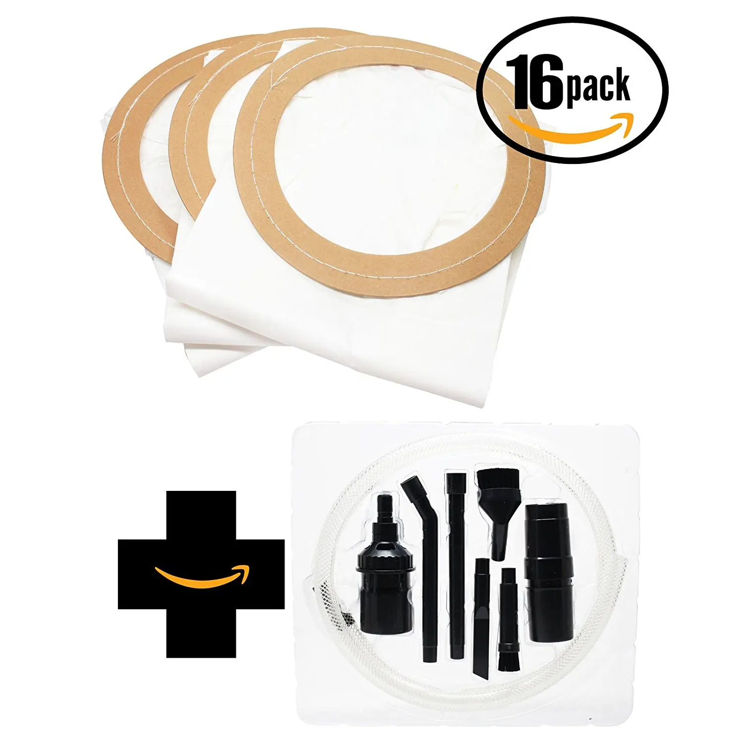 48 Replacement Raven Super Raven Vacuum Bags with 7-Piece Micro Vacuum Attachment Kit - Compatible Raven 100331, 10 Quart Vacuum Bags (16-Pack, 3 Bags Per Pack)