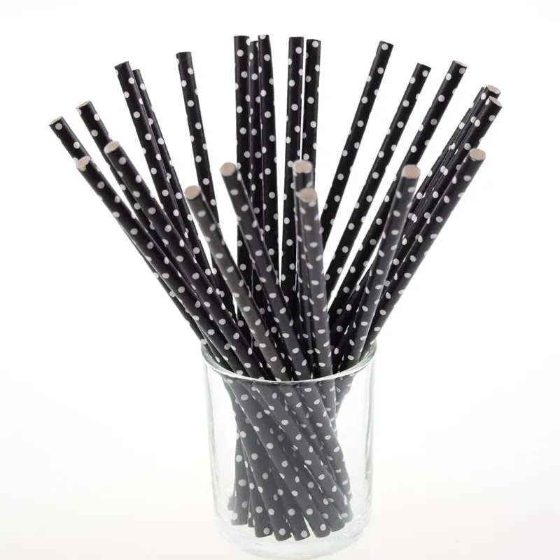 White And Black Paper Straws Wrapped Paper Straws Fda Certified