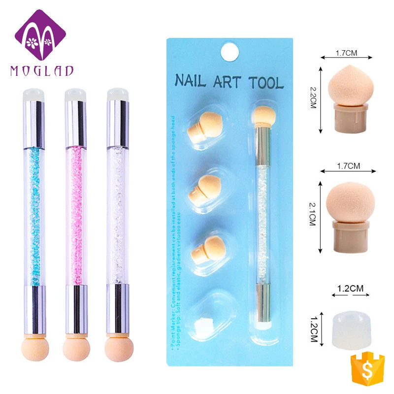 

Double Side Shading Effect Sharp and Round Sponge Artificial Nail Brush, 3colors available