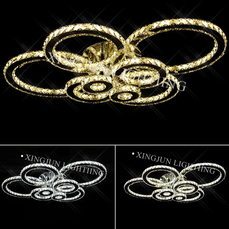 XingJun Round circle Crystal steel Flush Mount Lighting modern round recessed ceiling light