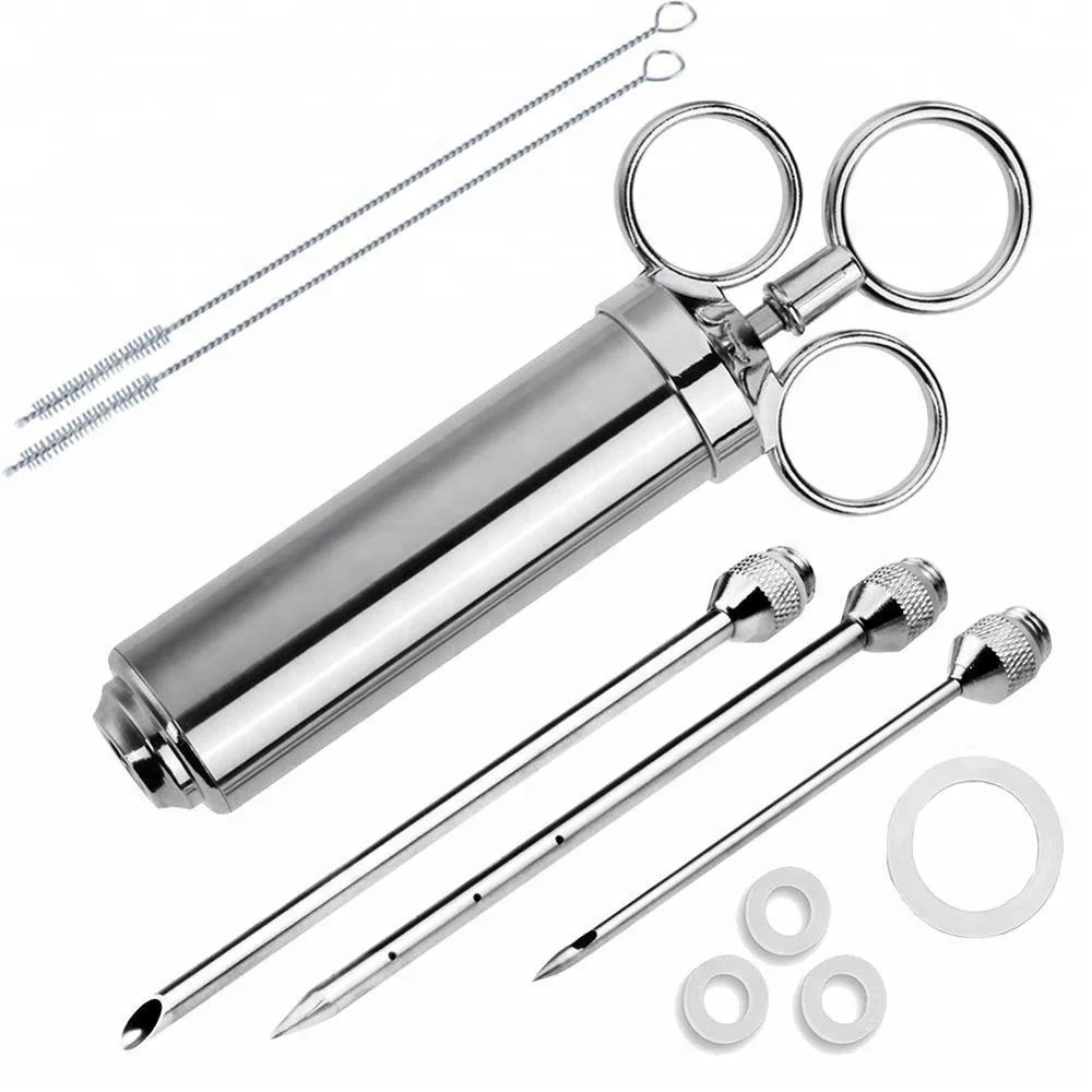 

Stainless Steel 304 Manual Brine Meat Injector 2oz Kit Injection Syringe for Turkey