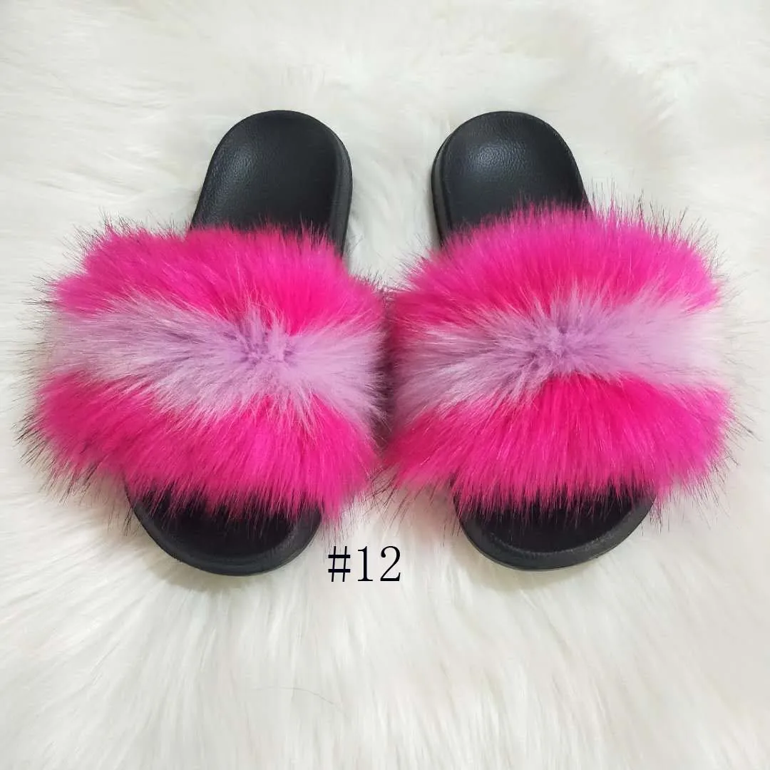 girls faux fur slippers