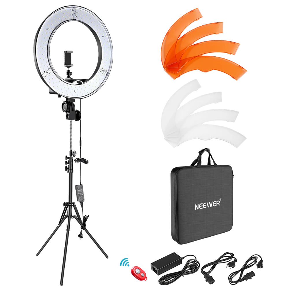 

Neewer Camera Photo Video Light Kit:18 Inches/48 Centimeters Outer 55W 5500K Dimmable LED Ring Light Light Stand Bluetooting, N/a