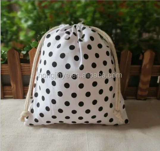 

dot pattern custom linen bag for coffee wholesale 8*10cm linen drawstring jewelry gift packaging bags