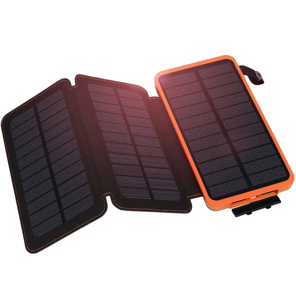 

Amazon hot sale new arrivals foldable 10000mah capacity solar charger with many solar panels, Orange;yellow;green;black