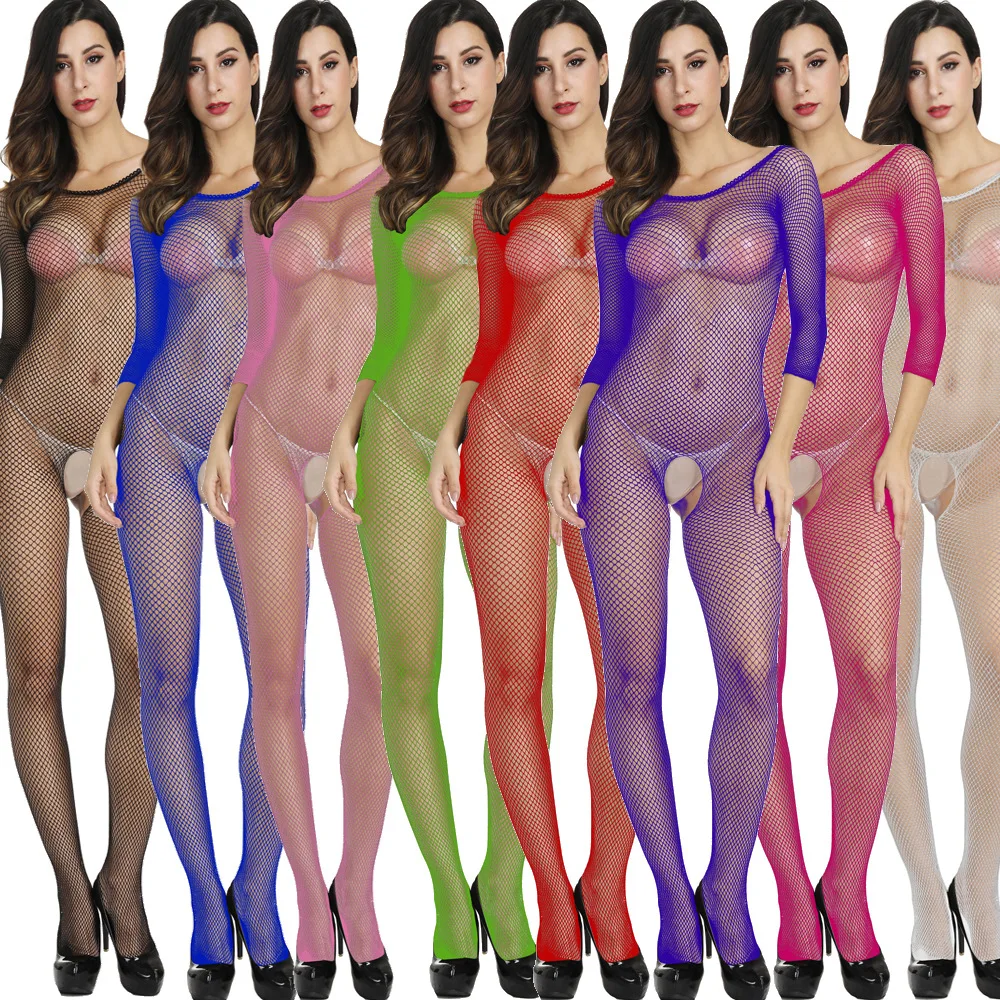 

customized Conjoined Dress fine mesh hollow-out transparent silk stockings jacquard sleepwear