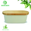 Factory Whole sales natural china large bread cutting board bin box with bamboo lid