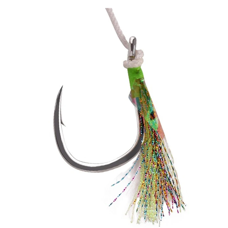 

FUNADAIKO in bag 2/0 3/0 5/0 7/0 9/0 11/0 13/0 Strong Fishing Jigging Single Luminous Assist Hooks Saltwater Sea Fishhook, Nickel