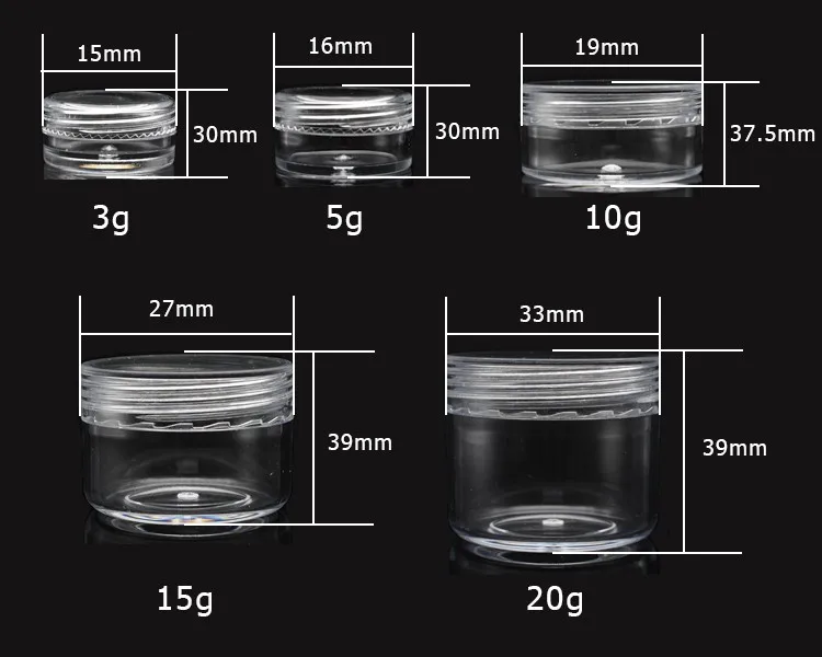 Free Sample Travel Size Containers 3g 5g 10g 15g 20g Small Ps Plastic