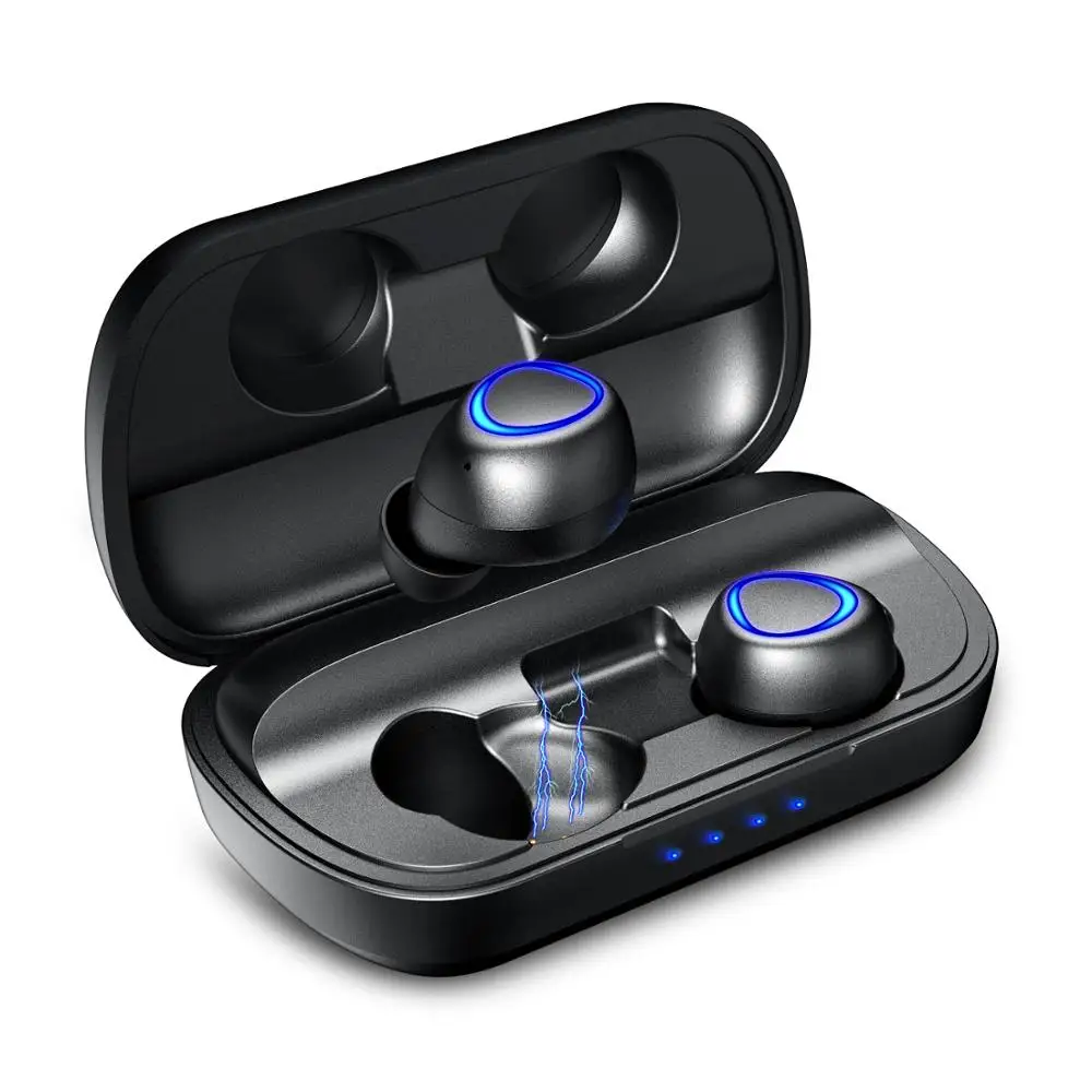 

CE ROHS FCC Approved IPX7 Waterproof Wireless Earphone TYPE-C Port Bluetooth V5.0 Earbuds With Wireless Charging