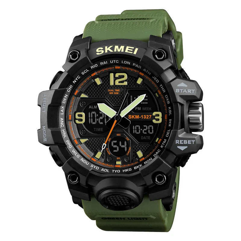 

Hot SKMEI 1327 lady multifunctional dual time digital watch waterproof jam tangan pria wrist band watch, Camo, blue, red, black, army green, khaki/customized