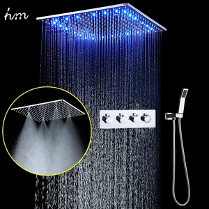Image of Bathroom Accessories LED Shower Panel 20 Inch Thermostatic shower Faucets Ceiling SPA Misty Rainfall Shower Head Set