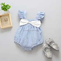 

Hot Sale Blue Striped Newborn Baby Clothes Romper,Big Knotbow Sleeveless Cotton Baby Clothing,Lovely Baby Romper Baby Clothes