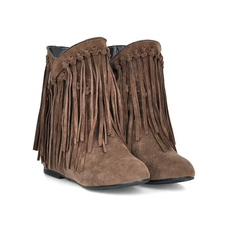 

Wholesale Fashion Woman Casual Big Size Solid Tassel Frosted Boots