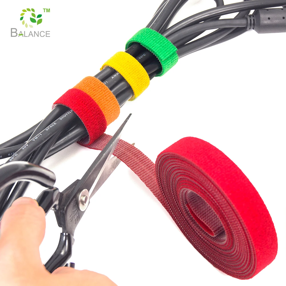 self grapping cable management hook loop tape printed hook and loop cable ties