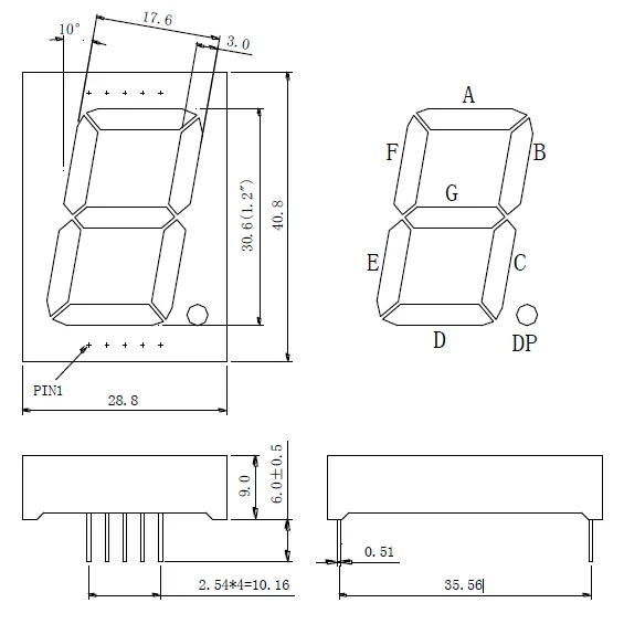 1.2 inch 1 digit ultra red 7 segment led display