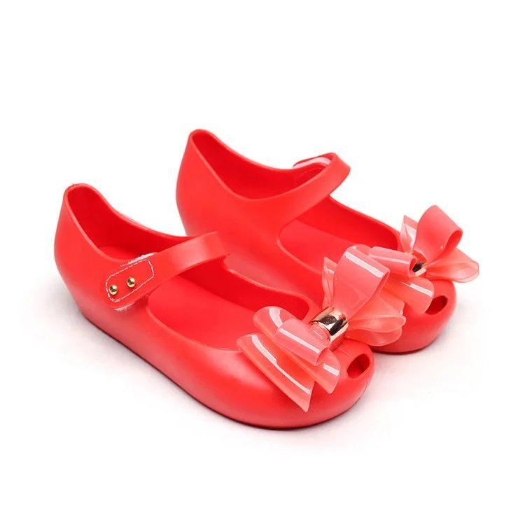 

Jelly Pumps Shoes For Girls Blank Red Soft Outsole Comfortable With Bowknot, Pink or custom color