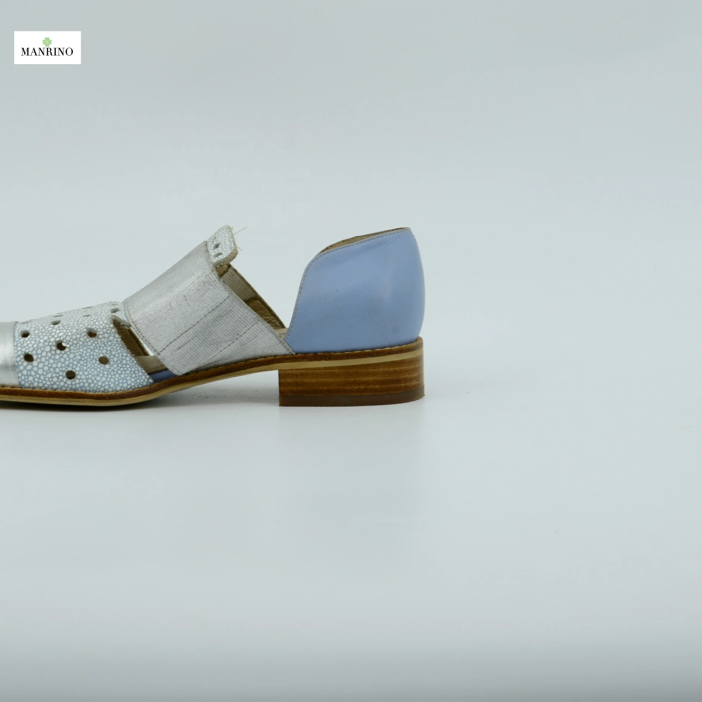 
MANRINO-0146 Hollow Out Sheep Leather Uper Round Steel Toe Stacked Wooden Heel Rubber Outsole Women Casual Shoes 2019 