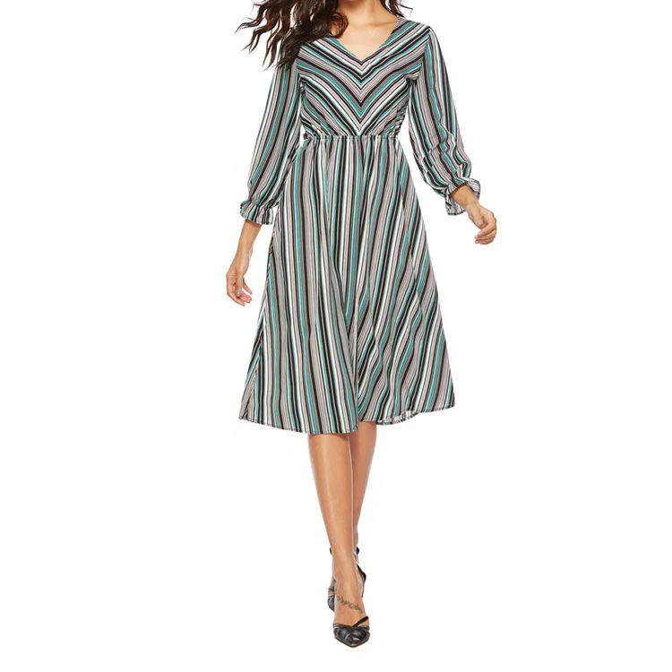 

2019 New Arrivals Striped Print Dress Women Casual, As the picture show