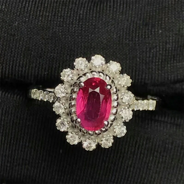 

factory wholesale classic luxury natural red ruby ring 18k gold diamond gemstone jewelry for women wedding engagement