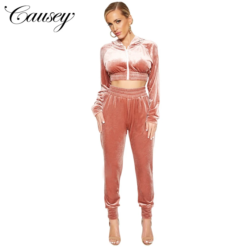 

Autumn And Winter Casual Velvet Loungewear Sweatshirt Pants Two Piece Jogging Sport Suit Women Wholesale