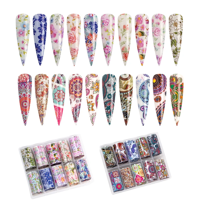 

6 Designs Flowers Nail Sticker Transfer Foil, 6 different set