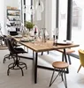 french style iron art support pine wood top table for dining room