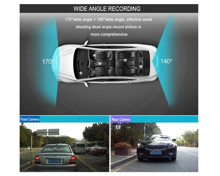 Full HD 1080P Video Car DVR Mirror Dual Camera Recorder 4.3 Inch LCD 170 Degree Wide Angle Dash Cam Front and Rear Camera