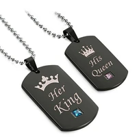 

Couple Hot Selling Jewelry 2018 Unisex Stainless Steel Black Her King His Queen Necklace Wholesale