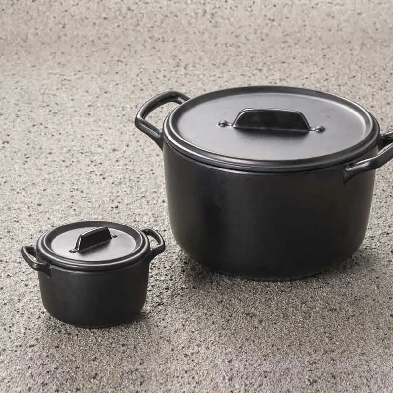 

Melamine frosting surface bowl matte black bowl with lid Unique design melamine plastic serving bowl with lid