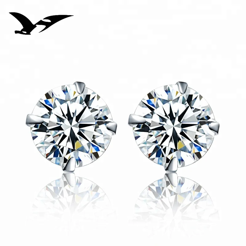 

925 sterling silver jewelry rhodium plated diamond earring, N/a