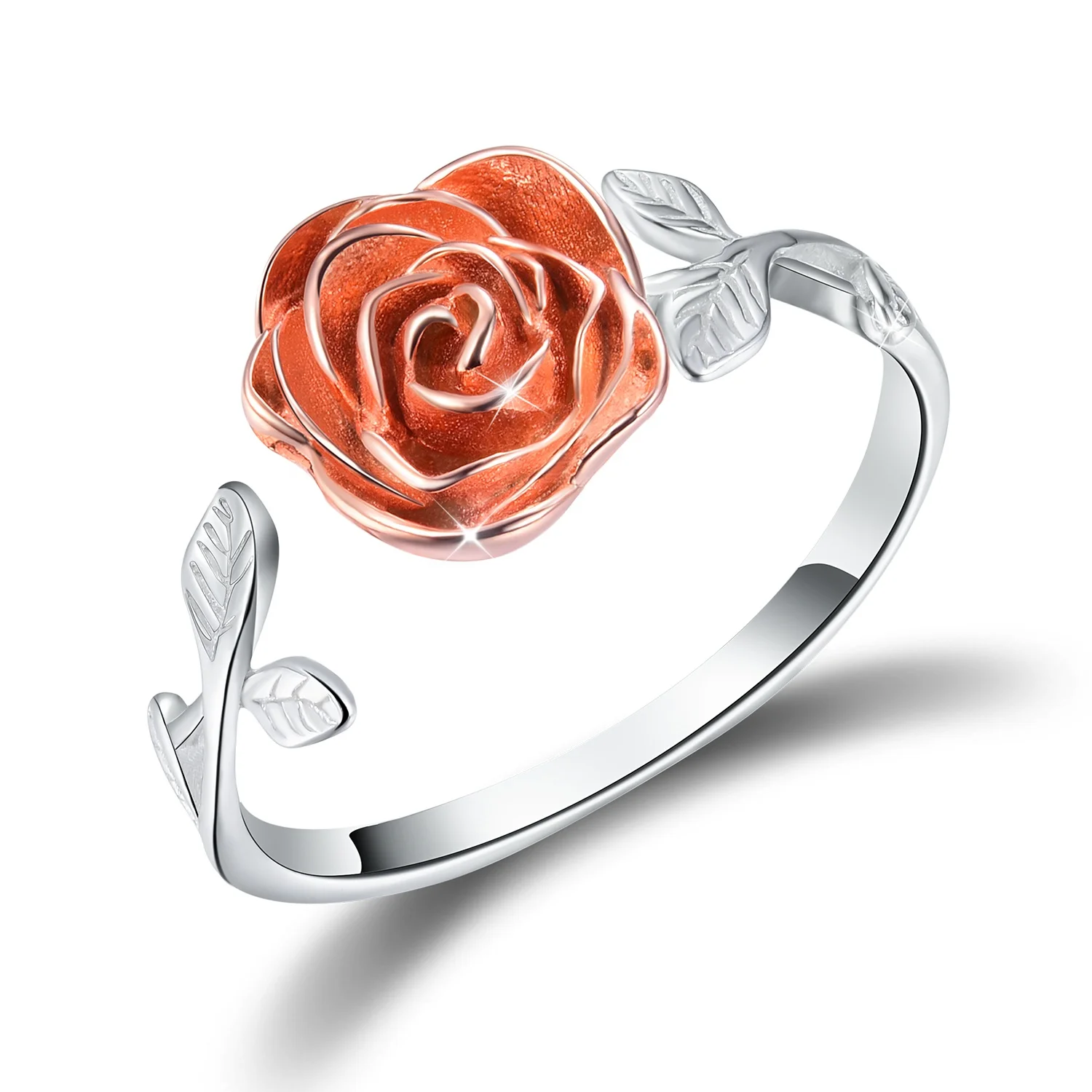 Amazon Hot Selling 18k white rose gold plated 925 Sterling Silver Jewelry flower Ring