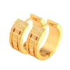 Chengfen Factory Direct Sale Stainless Steel 7*16mm Pressure Sand Machine Carving Hoop Earring Design Saudi Gold Jewelry Earring