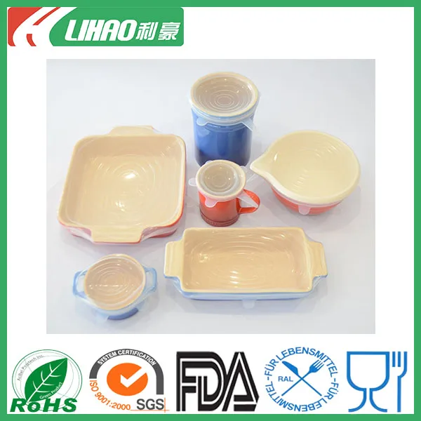 
5 pcs set High Quality eco food grade Stretch Silicone Lids Silicone Storage Container Lids reusable food wrap 