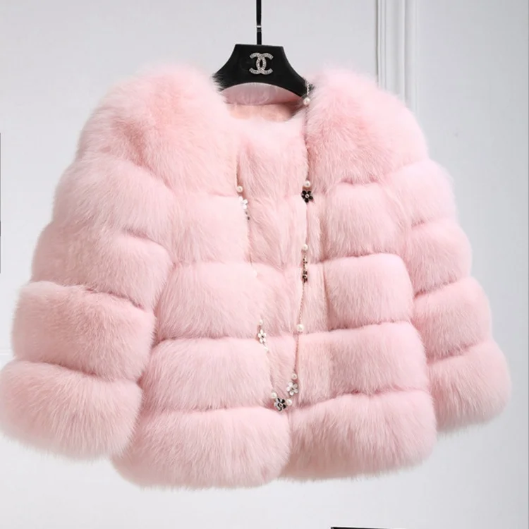 

Fashion Natural Color Faux Fur Coat Winter Thick Warm Jacket, Customized color