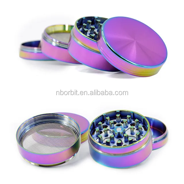

40mm Four Pieces Rainbow Ice Blue Metal Herb grinder Smoking Accessories Metal Zinc Alloy Grinderweed accessories