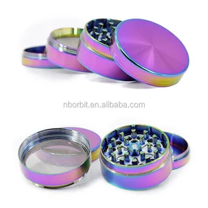 Image of 40mm Four Pieces Rainbow Ice Blue Metal Herb grinder Smoking Accessories Metal Zinc Alloy Grinderweed accessories
