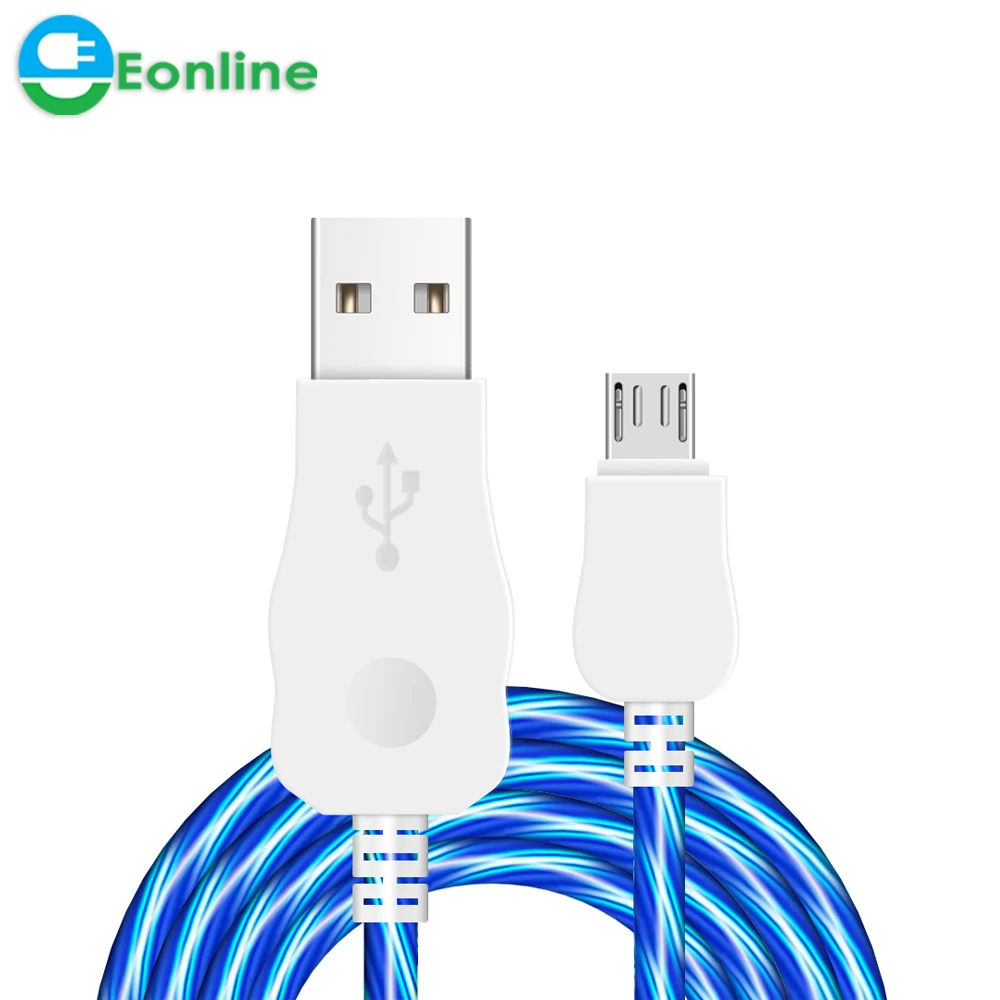 

Micro USB Cable LED Light Flowing Visible Up Luminescent 3.0 Charging Cable and Android USB Cable for Samsung Xiaomi For Huawei, White;rose red;blue;green