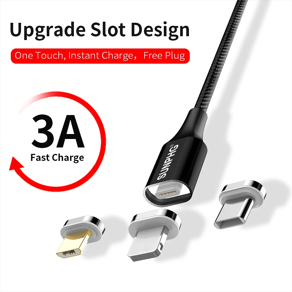Quick Charger 2.4A Magnetic type C charging Cable Micro Usb 3 in 1 Charging Cables for Android/IOS/type C - ANKUX.COM