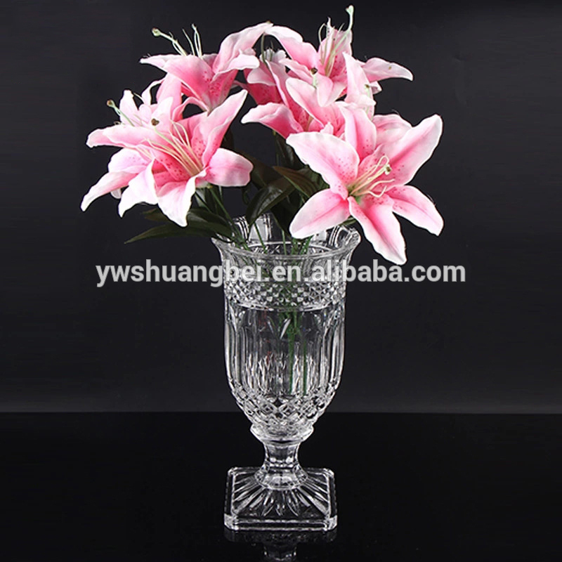 New Arrival Clear And High Quality Hand Cut Crystal Glass Flower Vase