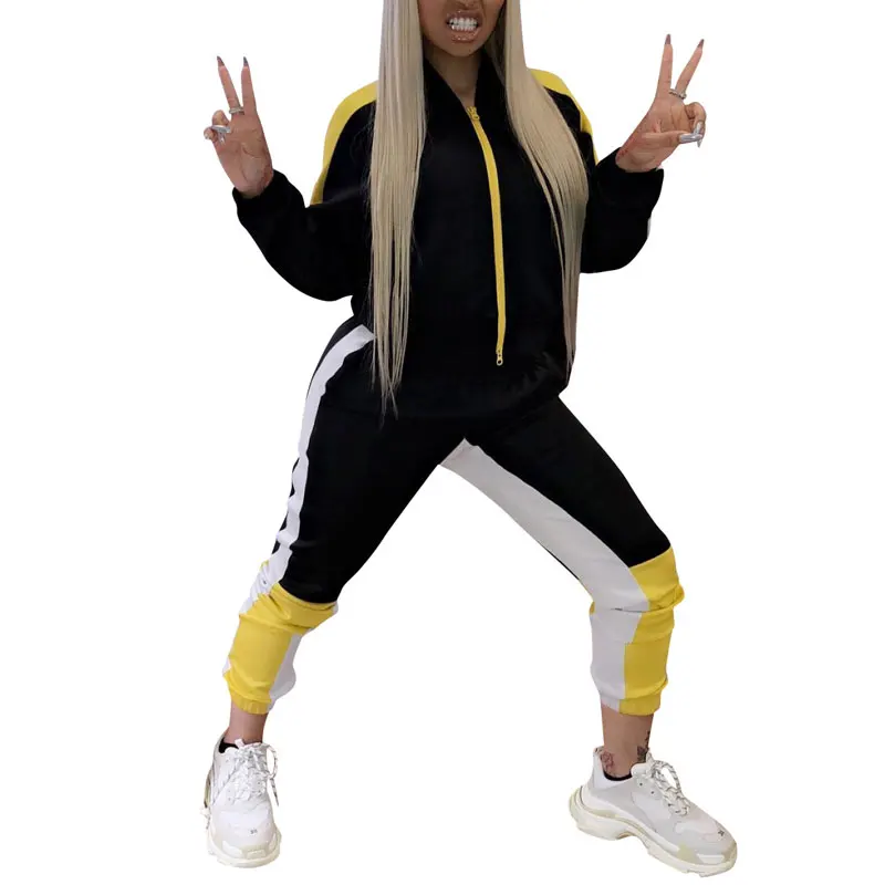 

81106-MX84 3 colors sport clothes suit 2 pieces jumpsuits for ladies