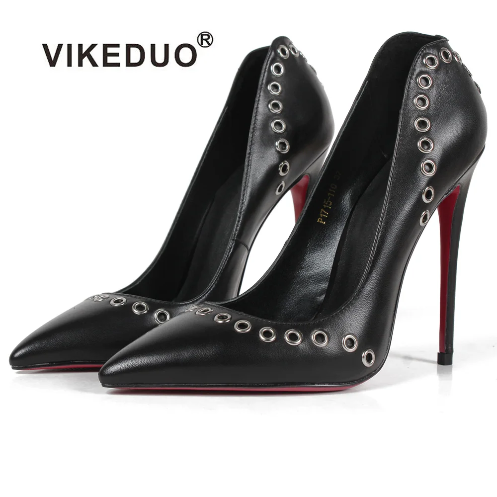 

Vikeduo Hand Made Uniquely Low Cut 12 cm Pumps Stilettos Designer Private Label High Heels For Women, Black