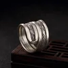 925 Sterling Silver Ring Fashion Retro Simple Weave twist Ring Thai Silver Braid Shaped Open Ring For Women Jewelry
