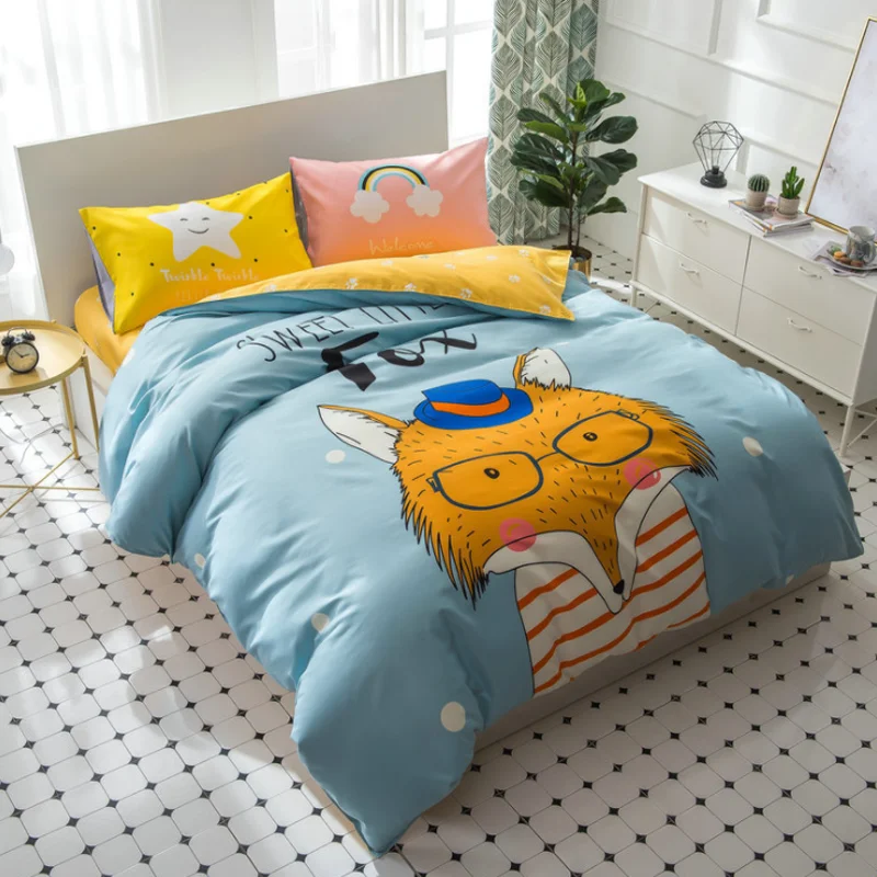 
Fashionable cotton four-piece sheets quilt cover cute puppy children cartoon baby bedding set 
