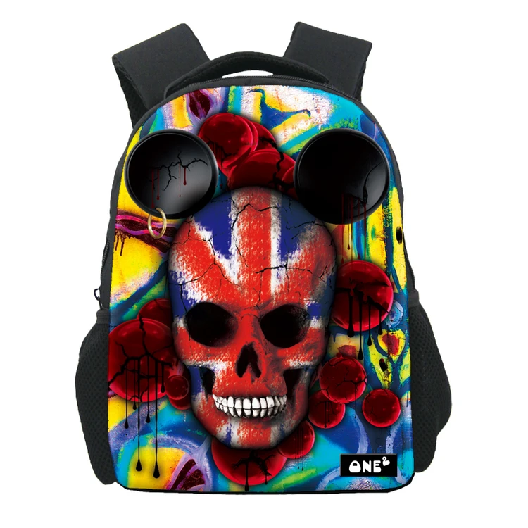 

2019 colorful skull school students bag backpack for school children kids backpack kindergarten kids animals, Customized