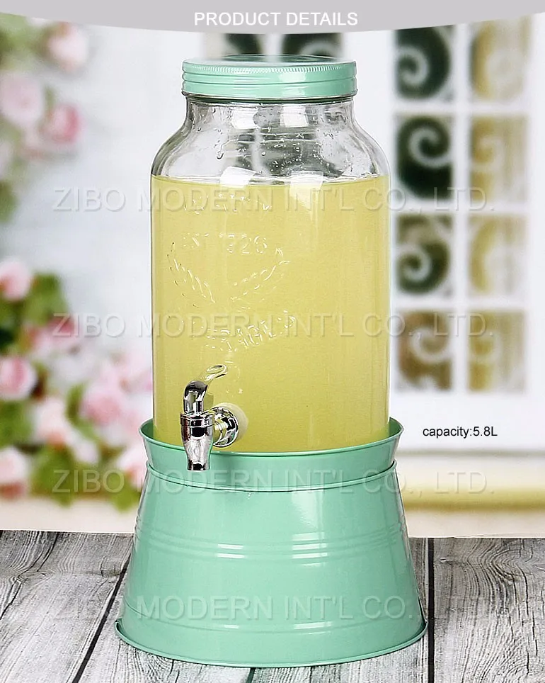 1.5 Gallon Single Mason Jar Beverage Drink Dispenser With Display Stand