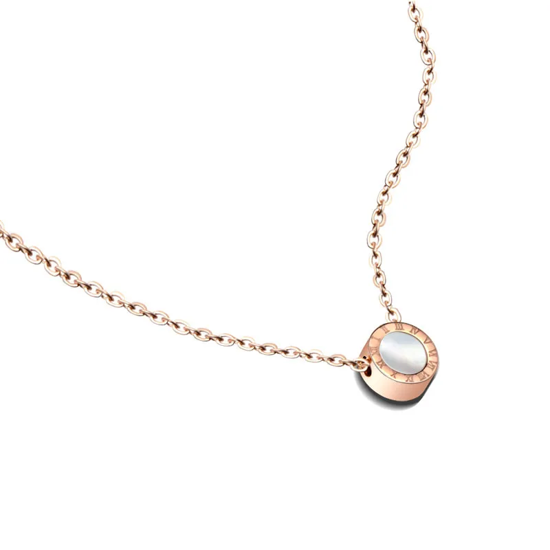 

Charm Delicate Women Jewelry 18K Rose Gold Plated Stainless Steel Roman Numerals Chain Necklace